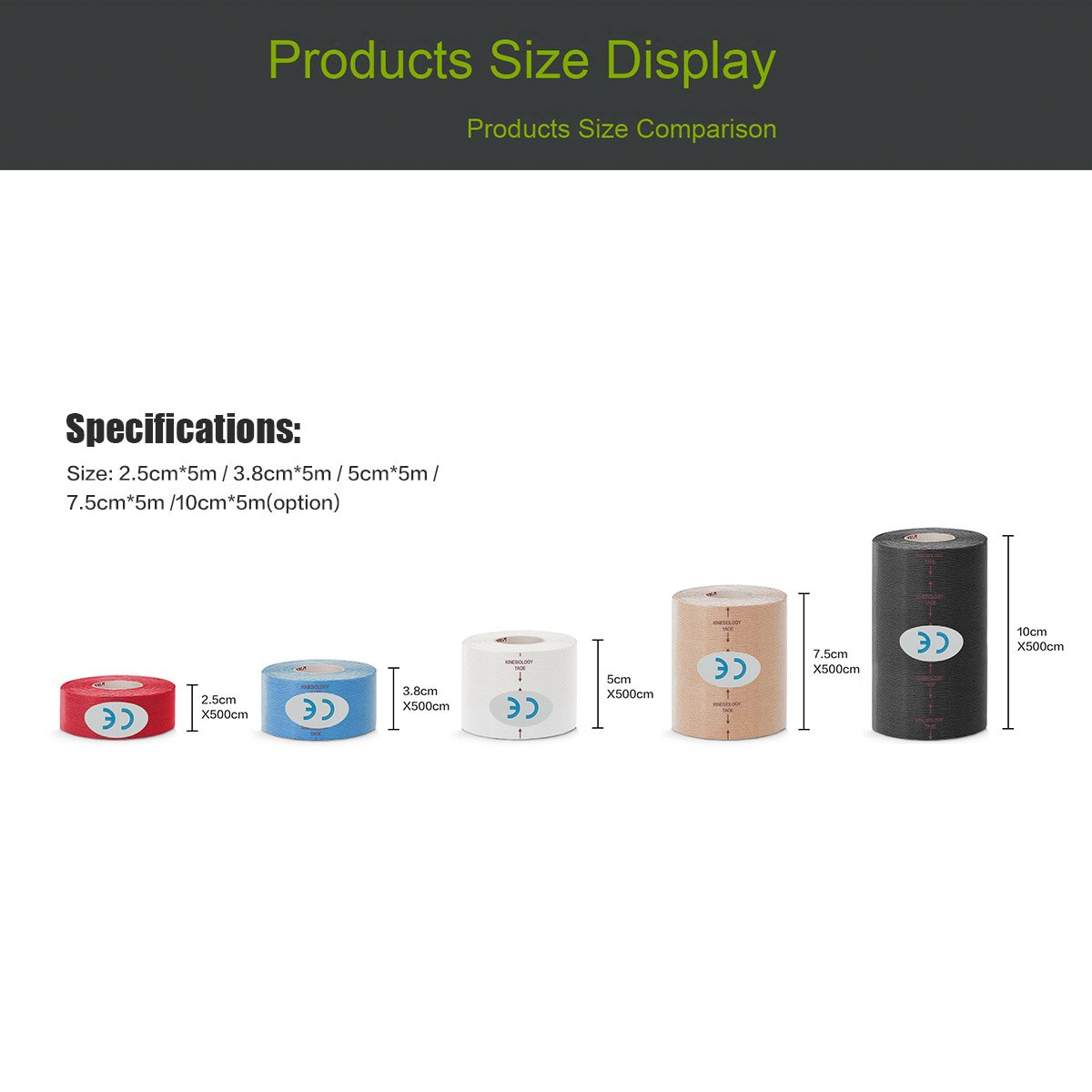 5 Size Kinesiology Tape Muscle Bandage Sports Cotton Elastic Adhesive Strain Injury Tape Knee Muscle Pain Relief Stickers - Image 5