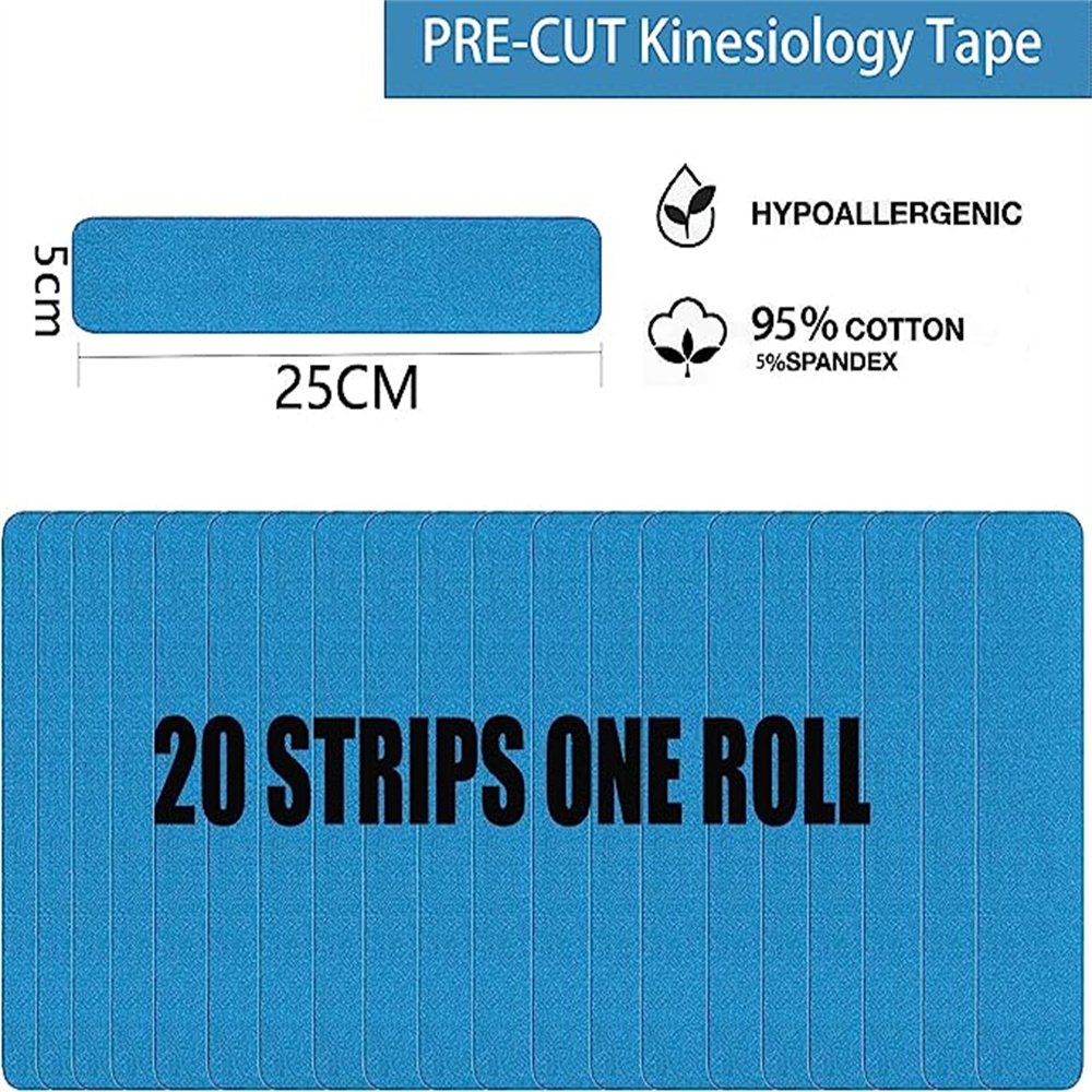 Kinesiology Tape Pro Athletic Sports (20 Precut Strips) Waterproof Elastic Adhesive Tape Muscle Pain Relief Joint Support - Image 2